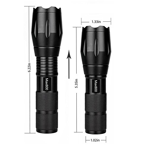 2 Pack Water Resistant LED Tactical Flashlight 2000 Lumens 5 Modes