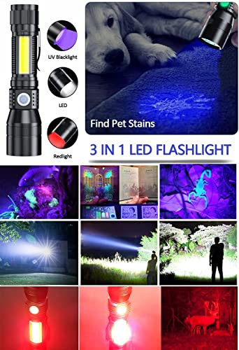 Rechargeable Black Light UV Flashlight for Pet Stains Detection and Camping