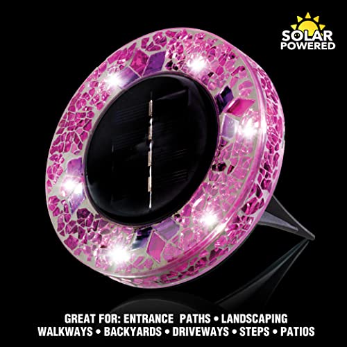Bell+Howell Radiant Pink Solar Pathway Lights - 4 Pack Glass Disks