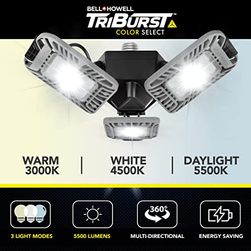 Triburst Color Select LED Garage Light - Bright Lights for Garage with 3 Mobile Panels