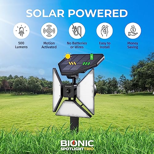 Bell+Howell Bionic Spotlight Solar Motion Sensor Outdoor Lights, 500 Lumens
