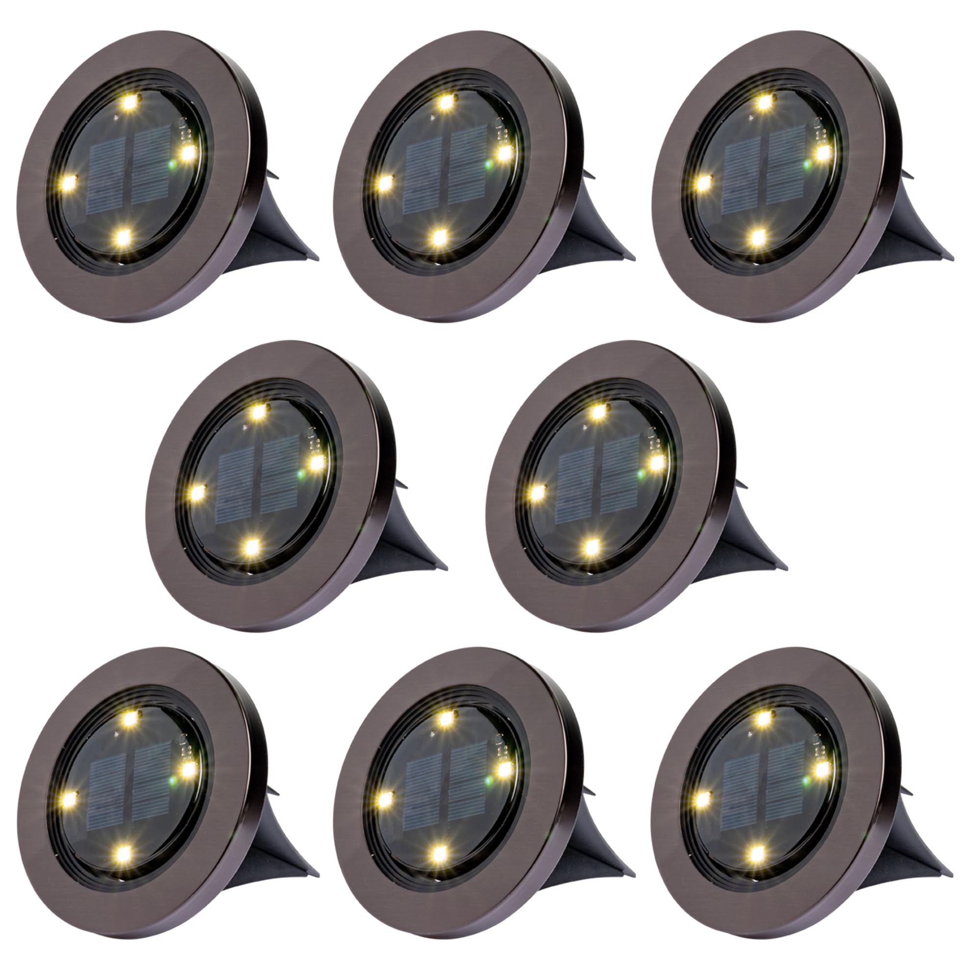 8-Pack Bell+Howell 4-LED 4000K Disk Outdoor Path Lights (Black)
