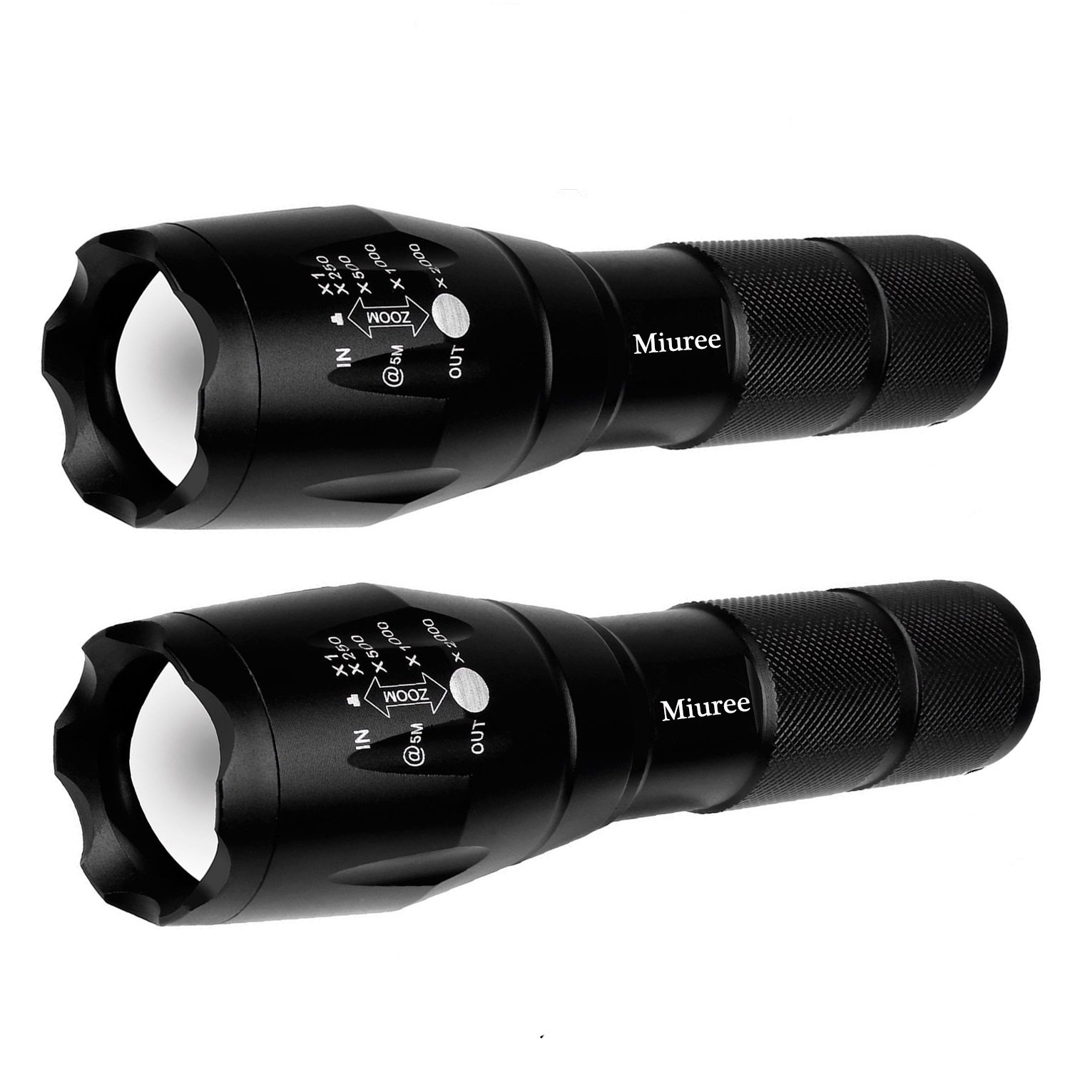 2 Pack Water Resistant LED Tactical Flashlight 2000 Lumens 5 Modes